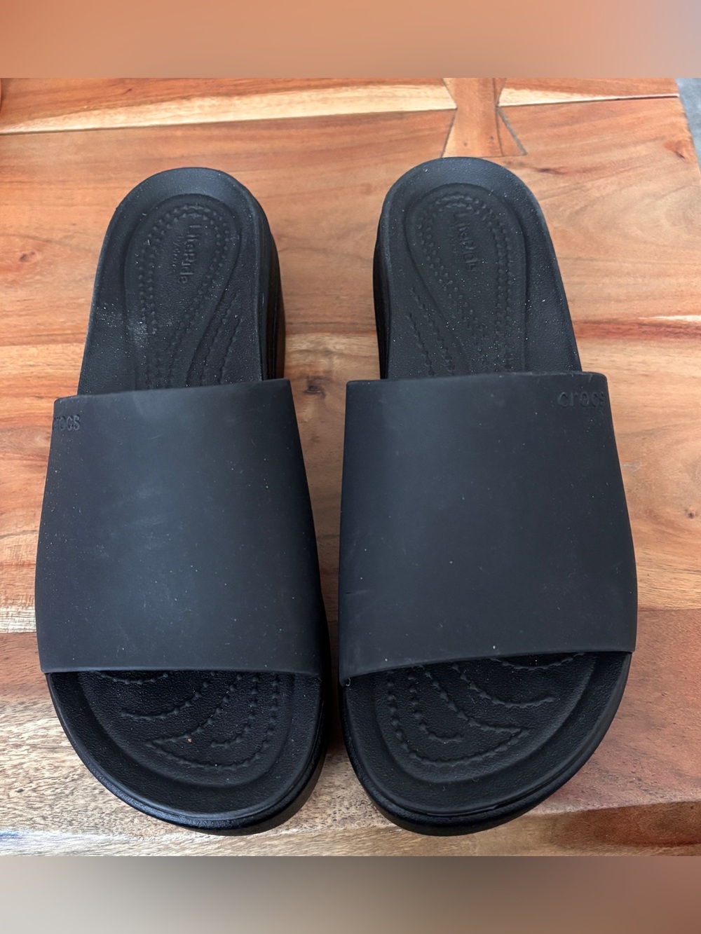 CROCS Black Platform Slide Sandals for Women